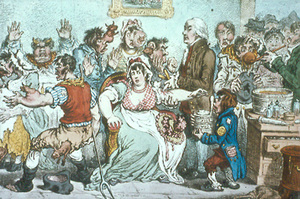 Hogarth's cartoon suggesting effects of vaccination by Jenner